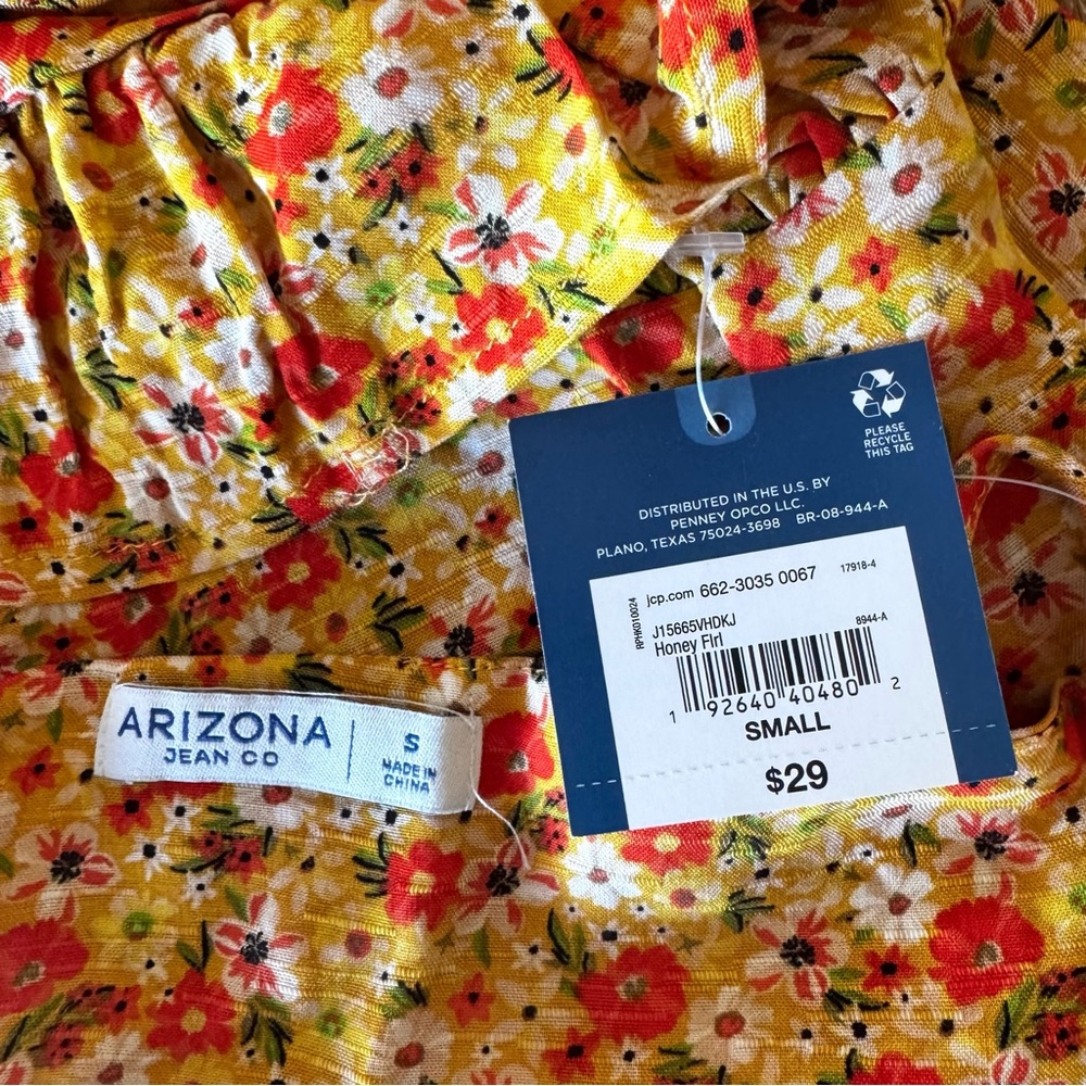 NWT ditsy floral print tie back AJC crop top S - Picture 8 of 10
